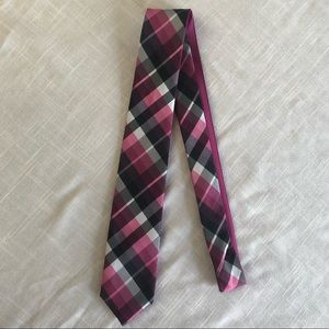 Apt. 9 pink/black & white plaid tie